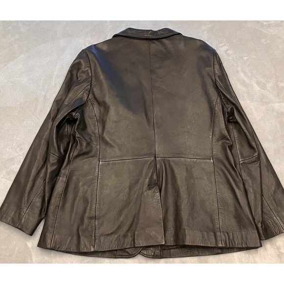 Old Navy Womens Genuine Leather Jacket 2 Button Black Size XXL - Picture 6 of 8